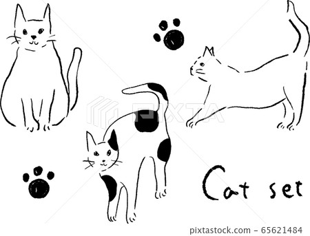 Cat line drawing vector set 65621484