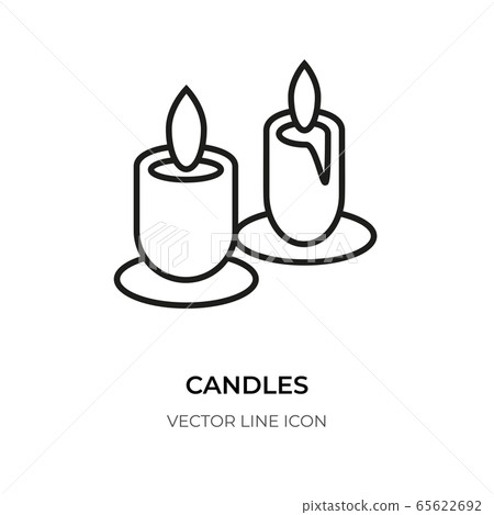 Two candle black line icon logo wax holiday vector 65622692
