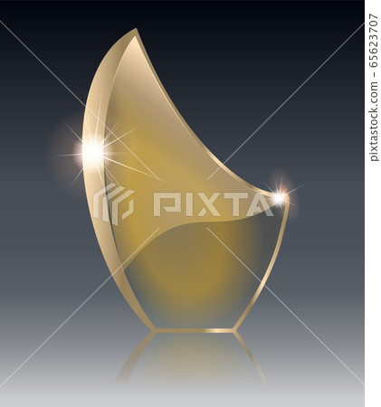 Transparent glass shield, vector illustration . Realistic 3D design. Vector transparent object . 65623707