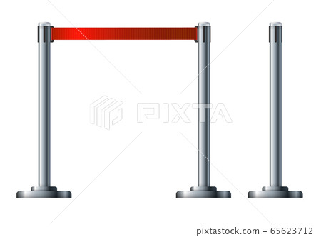 Barrier fence of the airport ticket offices.Organization of traffic and safety. Border of pedestrian zones of stations. Barrier fence of the airport ticket offices.Organization of traffic and safety. Border of pedestrian zones of stations. 65623712