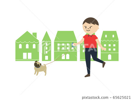 一隻公狗walking的插圖 一隻公狗walking的插圖 65625021