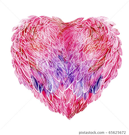 Heart made of white feathers 65625672