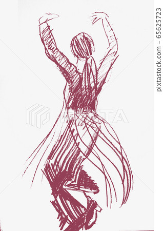 Sketch woman dancing flamenco. 65625723