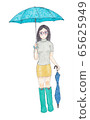 A woman holding an umbrella (picking up) 65625949