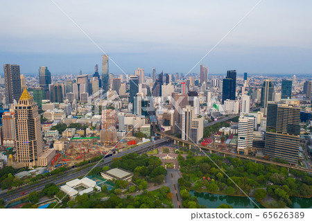 Aerial view of green trees in Lumpini Park, Aerial view of green trees in Lumpini Park, 65626389