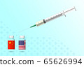 Chinese and american vaccine doses with syringe 3D vector illustration 65626994
