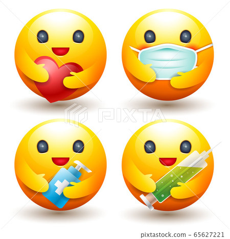 Smiley set icon, Protect .disease concept, caring 65627221