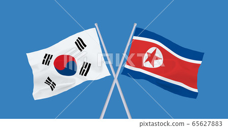 South and North Korea Flags 65627883