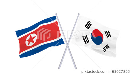 South and North Korea Flags 65627893