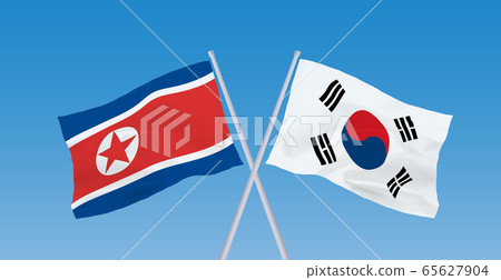 South and North Korea Flags 65627904