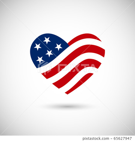 American flag in heart vector illustration sign on white background 65627947