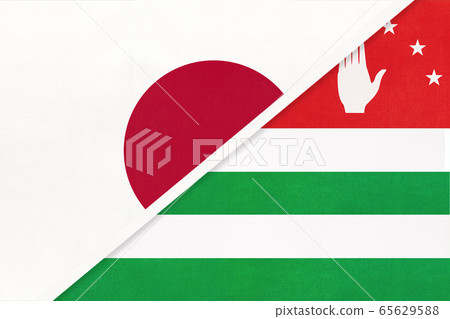 Japan and Abkhazia, symbol of two national flags. 65629588
