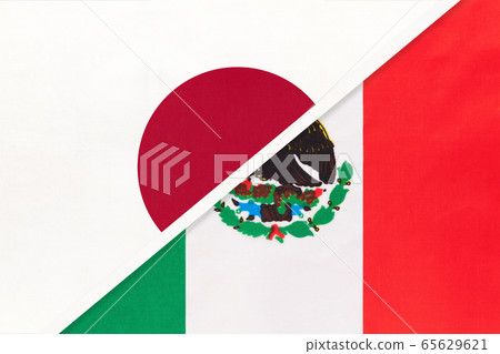 Japan and Mexico, symbol of two national flags. Japan and Mexico, symbol of two national flags. 65629621