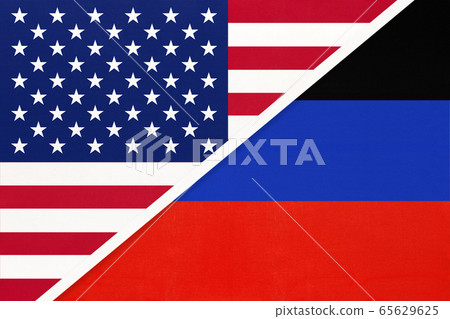 United States of America or USA and Donetsk republic flag 65629625