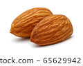 Group of almonds isolated on white 65629942