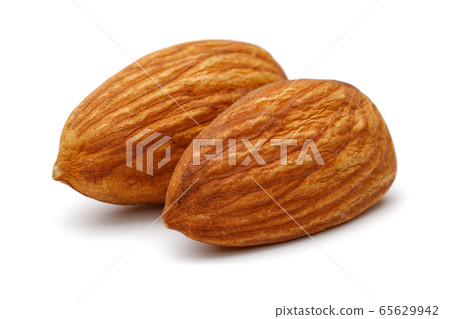Group of almonds isolated on white 65629942
