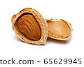 Group of almonds isolated on white background 65629945