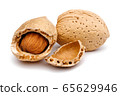Group of almonds isolated on white background 65629946