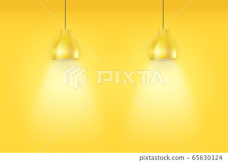Yellow wall interior with vintage lamps 65630124