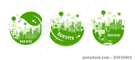 City life image illustration set considering eco, ecology, nature and environmental protection City life image illustration set considering eco, ecology, nature and environmental protection 65630903