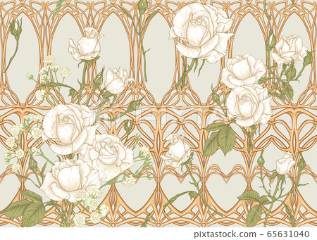 Vintage roses seamless pattern Vintage roses seamless pattern 65631040