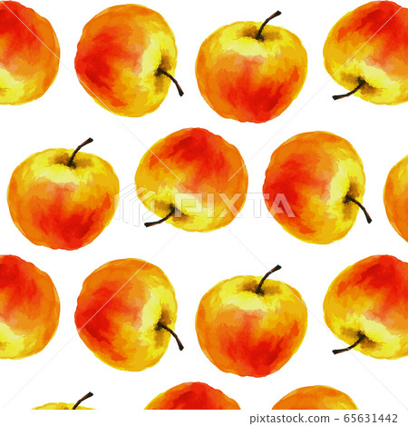 Watercolor seamless pattern with apples on the - Stock Illustration ...