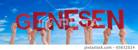 People Hands Holding Word Genesen Means Recover, People Hands Holding Word Genesen Means Recover, 65632814