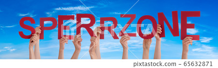 People Hands Holding Word Sperrzone Means People Hands Holding Word Sperrzone Means 65632871