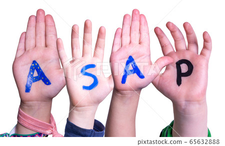 Children Hands Building Word ASAP, Isolated Children Hands Building Word ASAP, Isolated 65632888