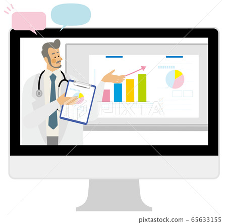 在線課堂演講解釋醫生會議個人計算機圖矢量 65633155