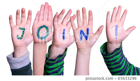 Children Hands Building Word Join, Isolated 65633296
