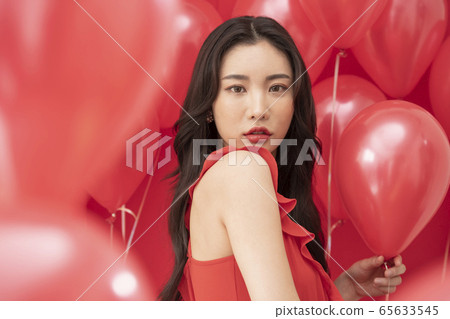 Party women balloons red 65633545