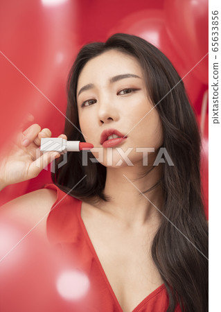 女性化妝品紅色氣球 女性化妝品紅色氣球 65633856