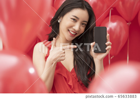 女氣球紅色電子 女氣球紅色電子 65633883