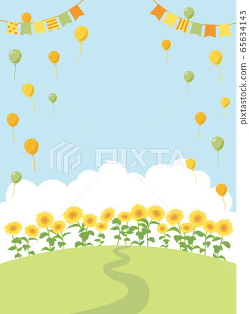 Summer sunflower field cityscape background Summer sunflower field cityscape background 65634143