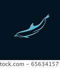 Dolphin line logo sign emblem 65634157