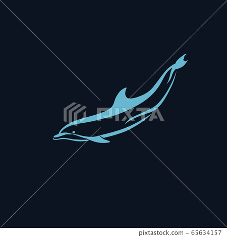 Dolphin line logo sign emblem 65634157