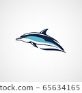 Dolphin swims logo sign emblem 65634165