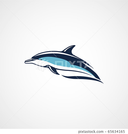 Dolphin swims logo sign emblem 65634165