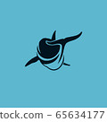 dolphin swim away logo sign vector illustration 65634177