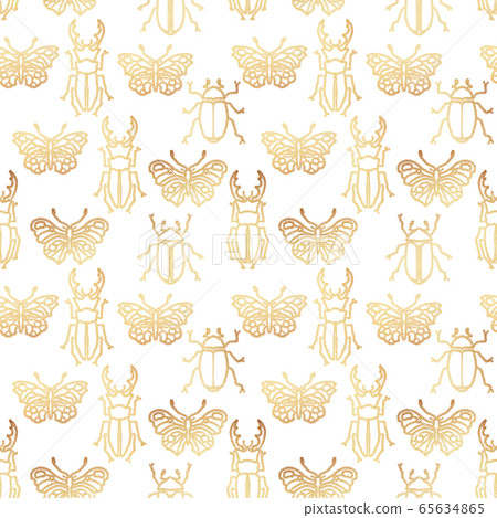Seamless pattern with gold insects, art deco style 65634865
