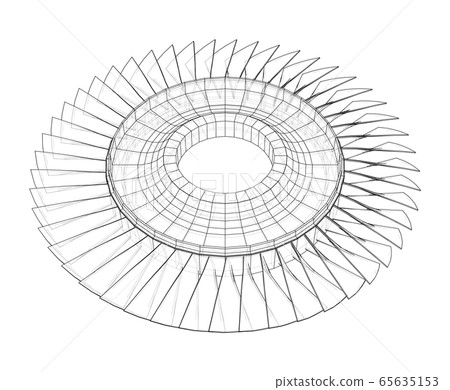 Turbine wheel concept outline. Vector Turbine wheel concept outline. Vector 65635153