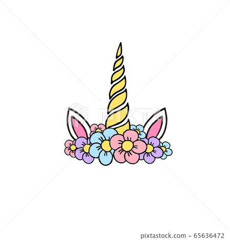 Vector hand drawn doodle unicorn head - Stock Illustration [65636472 ...