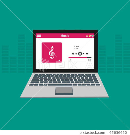 Laptop with ui Music modern app user interface 65636630