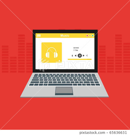 Laptop with ui Music modern app user interface 65636631