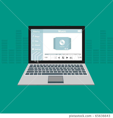 Laptop with ui Music modern app user interface Laptop with ui Music modern app user interface 65636643