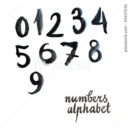 Watercolor black numbers 65637636