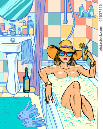 a woman takes a bath a woman takes a bath 65637856