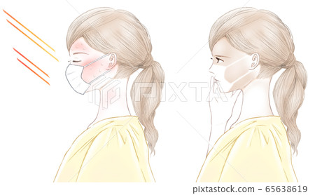 女人戴著面具的側面輪廓被燒毀 女人戴著面具的側面輪廓被燒毀 65638619