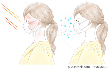 口罩中暑和酷口罩的女人插圖 口罩中暑和酷口罩的女人插圖 65638620